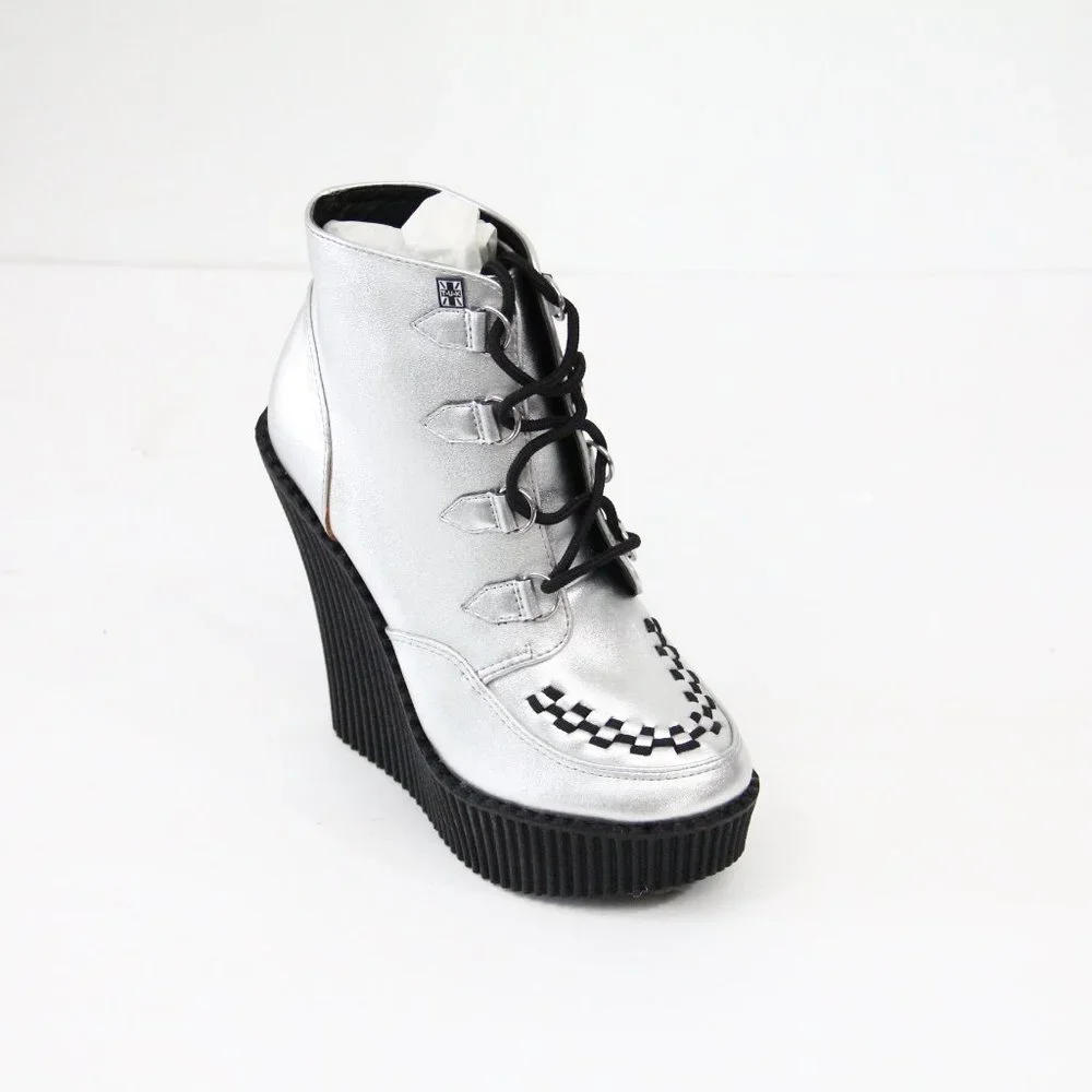 T.U.K Platform Shoes sz 6 NEW Women Creeper Bootie Ultra High Wedge
